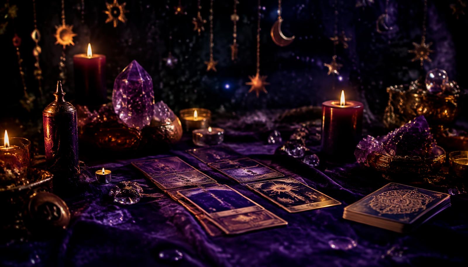 Candlelit tarot sanctuary